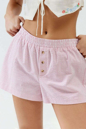 Striped Elastic Waist Shorts - StyleLure