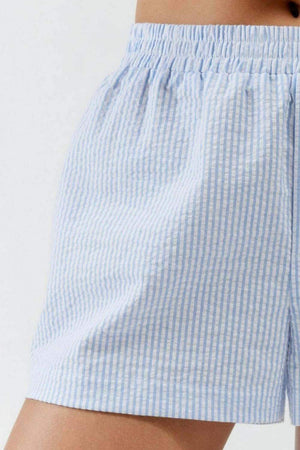 Striped Elastic Waist Shorts - StyleLure