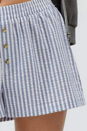 Striped Elastic Waist Shorts - StyleLure