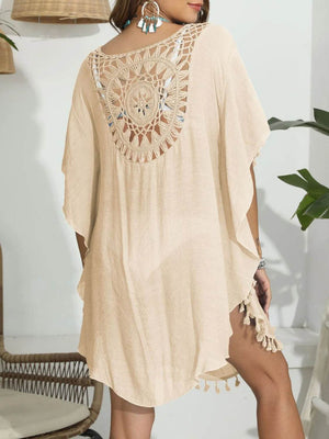 Tassel Crochet Round Neck Cover - Up - StyleLure