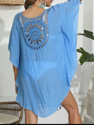 Tassel Crochet Round Neck Cover - Up - StyleLure