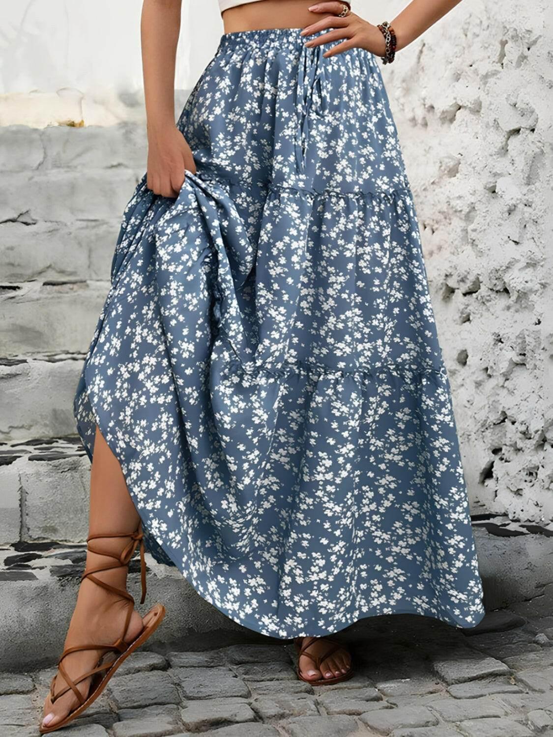 Tiered Floral Maxi Skirt - StyleLure