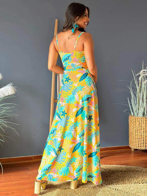 Twisted Printed V - Neck Cami Dress - StyleLure