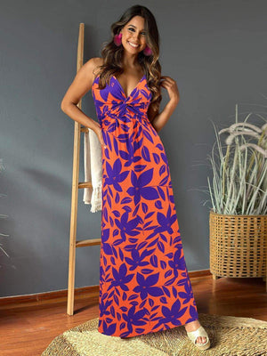 Twisted Printed V - Neck Cami Dress - StyleLure