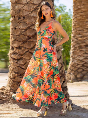 Twisted Printed V - Neck Cami Dress - StyleLure