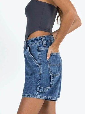 Washed High Rise Denim Shorts - StyleLure