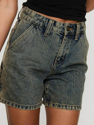 Washed High Rise Denim Shorts - StyleLure