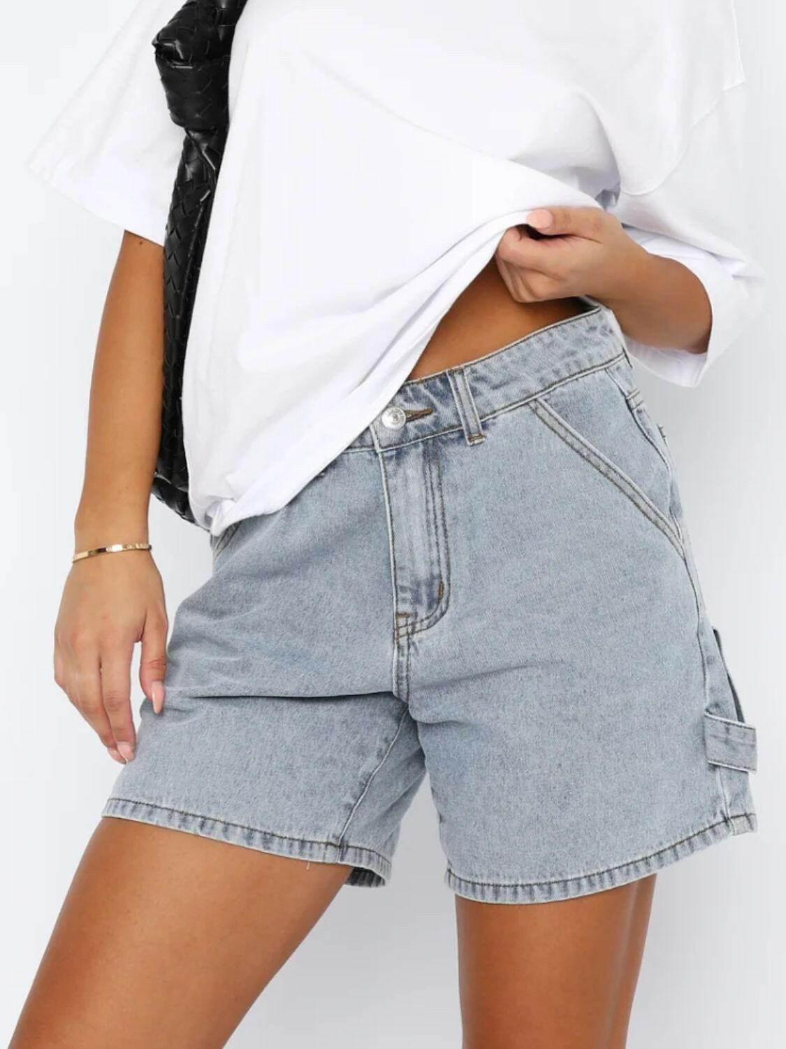 Washed High Rise Denim Shorts - StyleLure