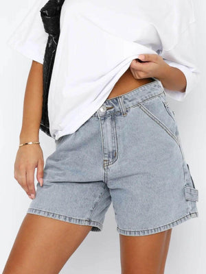 Washed High Rise Denim Shorts - StyleLure