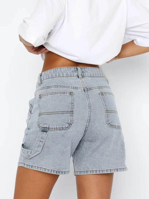 Washed High Rise Denim Shorts - StyleLure