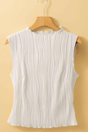 Wavy Textured Mock Neck Tank - StyleLure