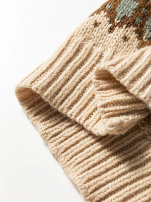 Western Pattern Knitted Button V Neck Cardigan Sweater - StyleLure