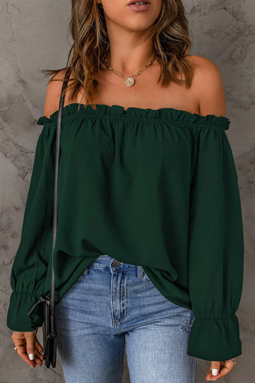Off-Shoulder Flounce Sleeve Blouse - StyleLure