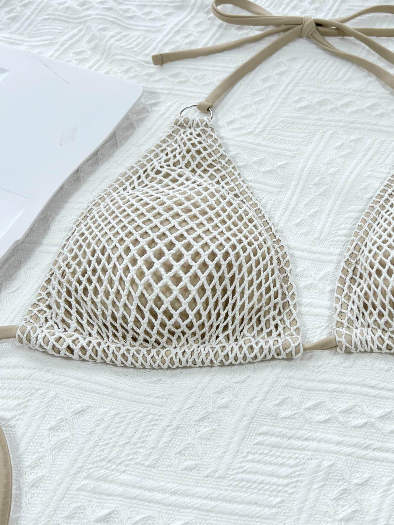 Halter Neck Tie Back Bikini Set - StyleLure