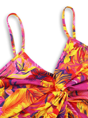 Twisted Printed V-Neck Cami Dress - StyleLure