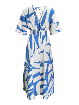 Slit Printed Surplice Maxi Dress - StyleLure