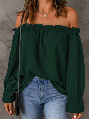 Off-Shoulder Flounce Sleeve Blouse - StyleLure