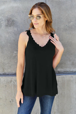 Basic Bae Full Size Lace Detail V-Neck Cutout Cami - StyleLure