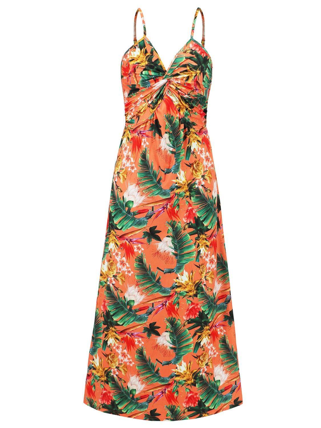 Twisted Printed V-Neck Cami Dress - StyleLure