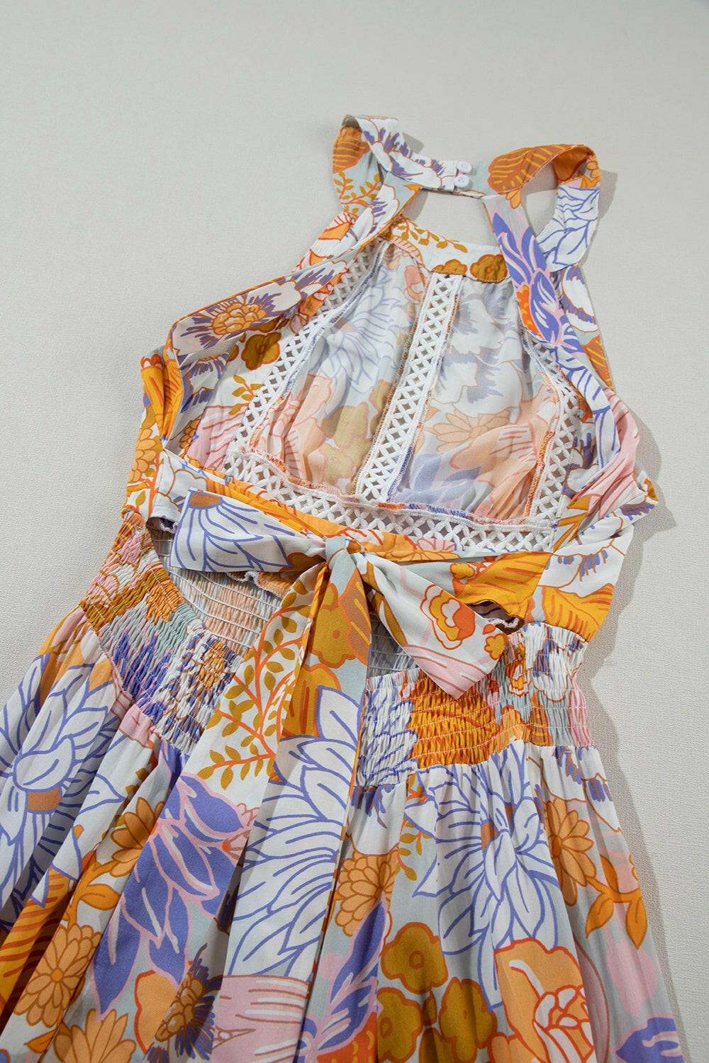 Tied Printed Grecian Sleeveless Maxi Dress - StyleLure