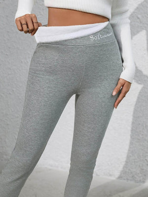 Full Size Letter Embroidered High Waist Leggings - StyleLure