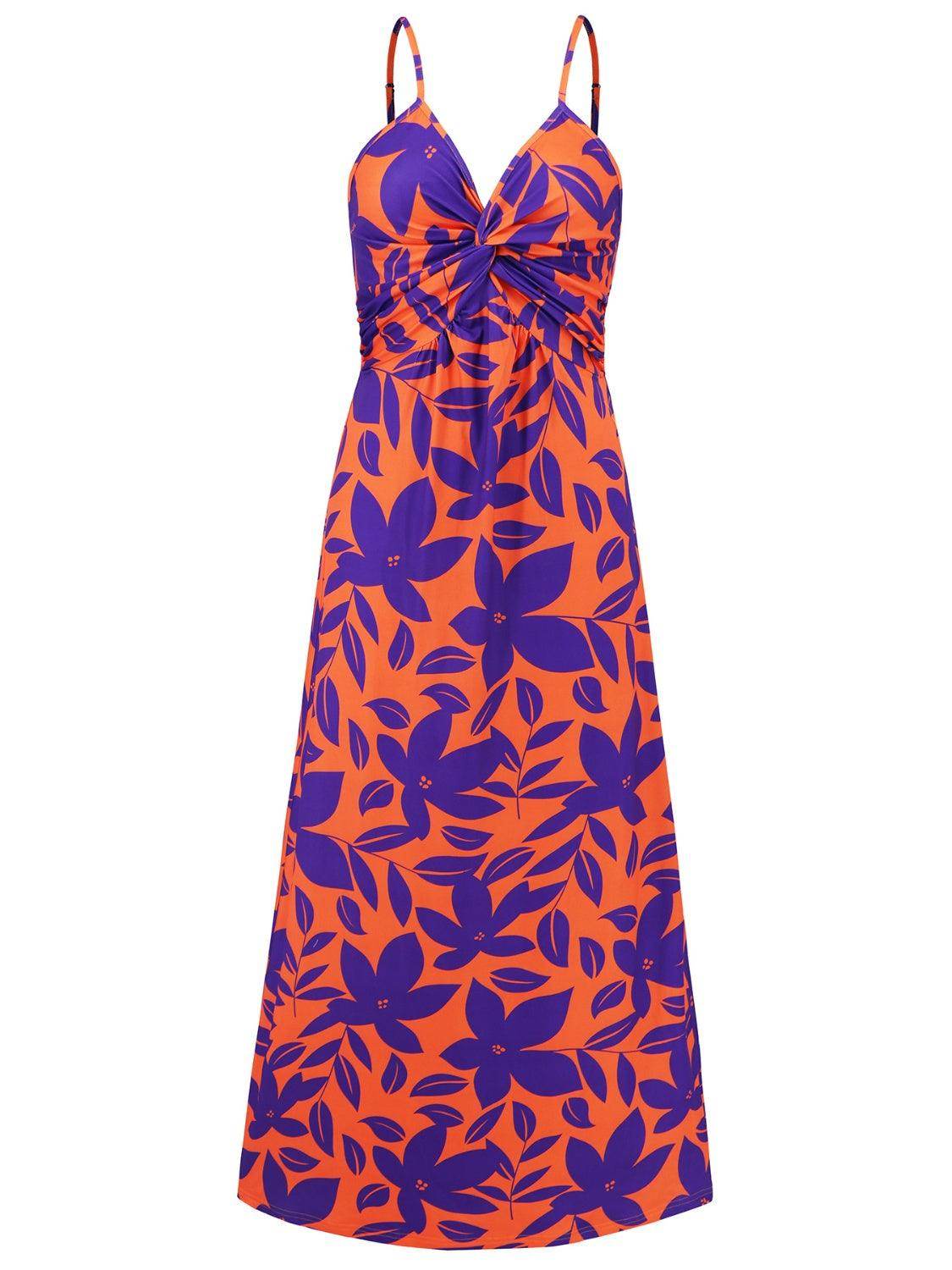 Twisted Printed V-Neck Cami Dress - StyleLure