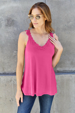 Basic Bae Full Size Lace Detail V-Neck Cutout Cami - StyleLure