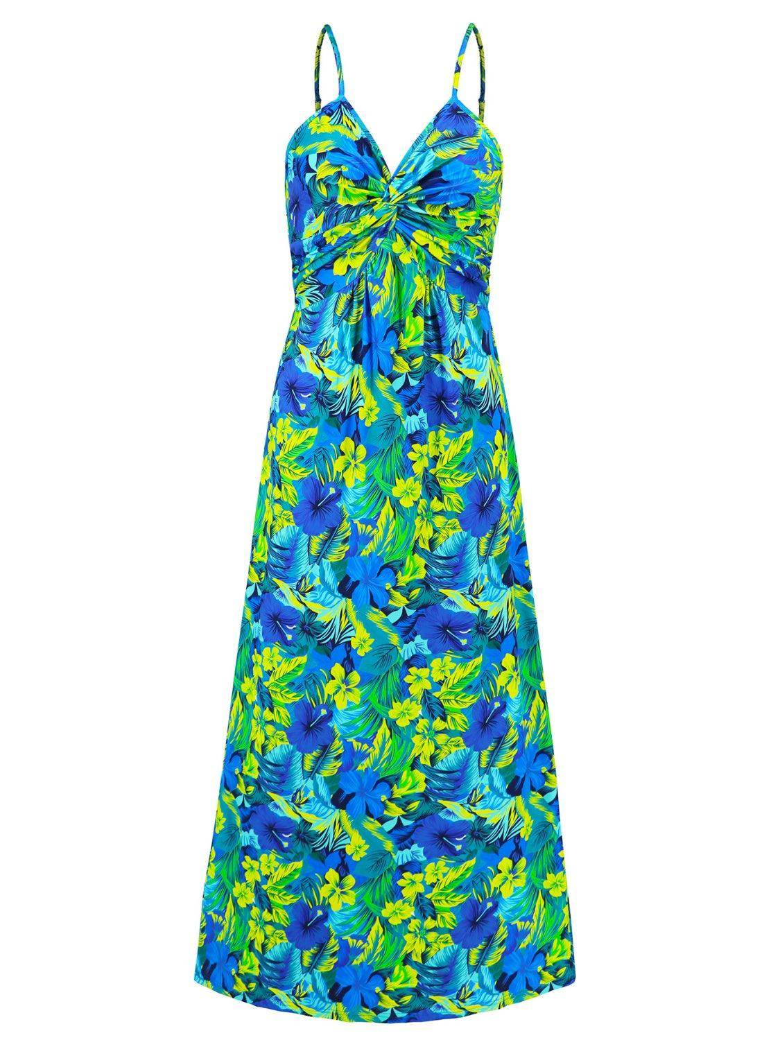 Twisted Printed V-Neck Cami Dress - StyleLure