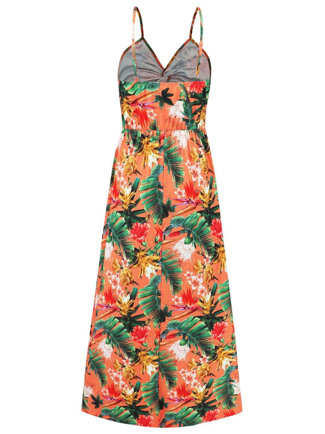 Twisted Printed V-Neck Cami Dress - StyleLure