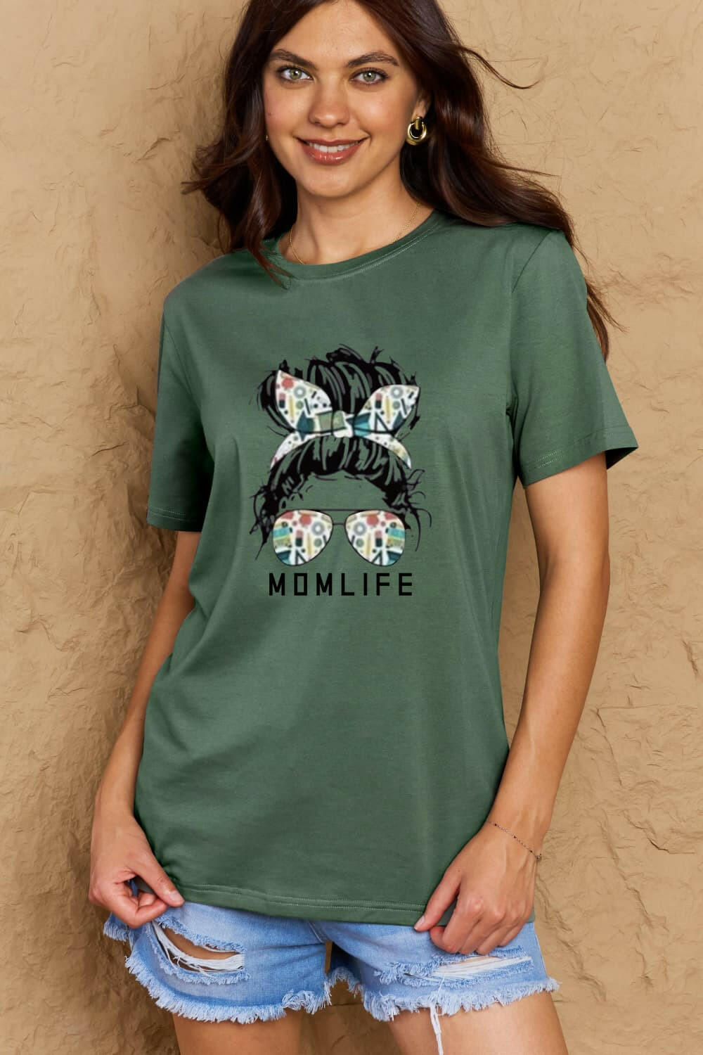 Simply Love Full Size MOM LIFE Graphic Cotton T-Shirt - StyleLure