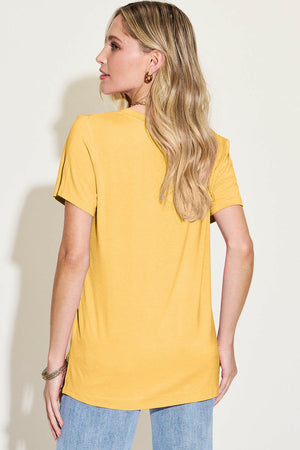 Basic Bae Bamboo Full Size V-Neck High-Low T-Shirt - StyleLure