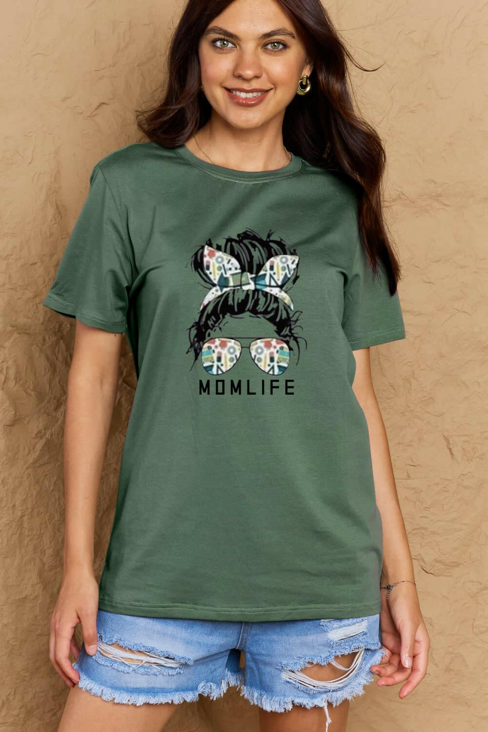 Simply Love Full Size MOM LIFE Graphic Cotton T-Shirt - StyleLure