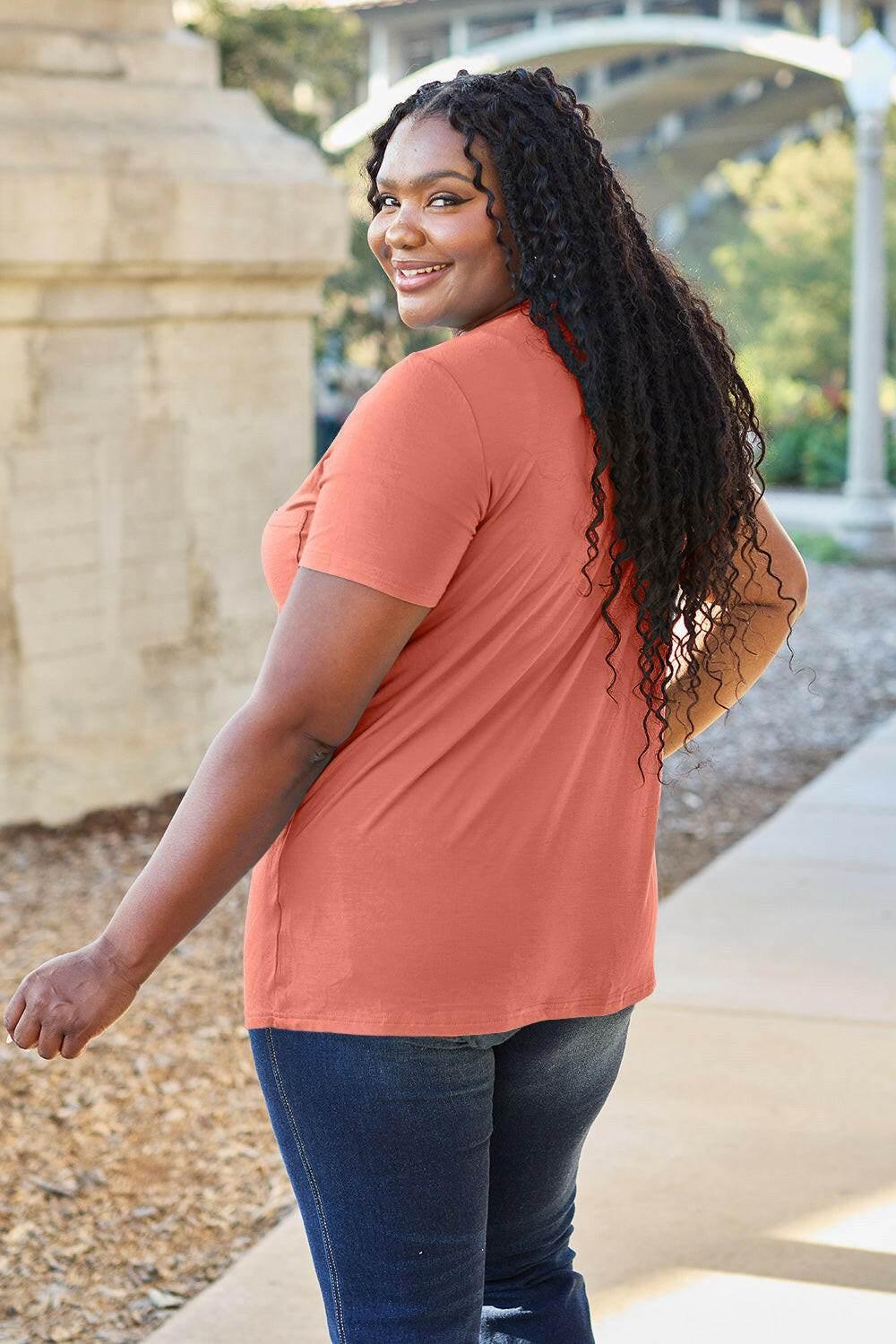 Basic Bae Bamboo Full Size V-Neck Short Sleeve T-Shirt - StyleLure