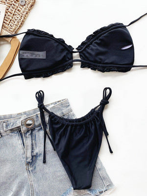Frill Trill Halter Neck Bikini Set - StyleLure