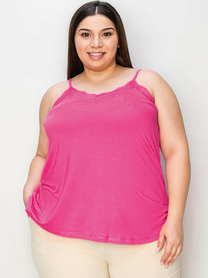 Basic Bae Full Size Lace Trim V-Neck Cami - StyleLure