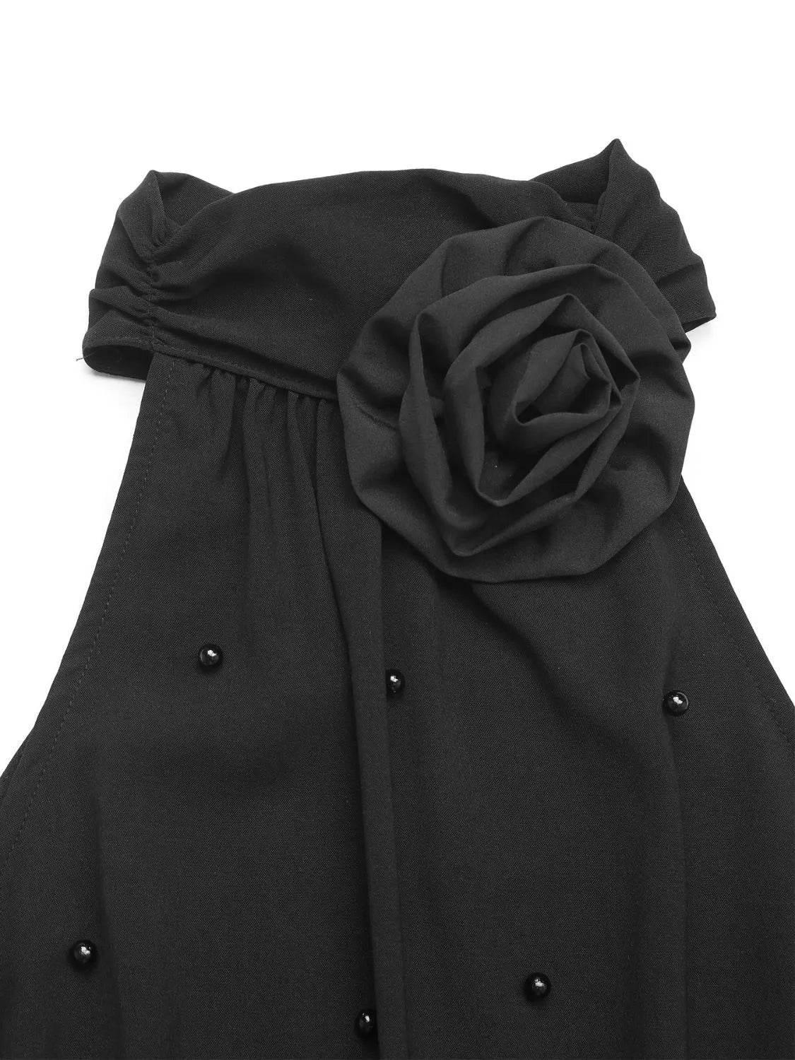 3D Flower Grecian Neck Bodysuit - StyleLure