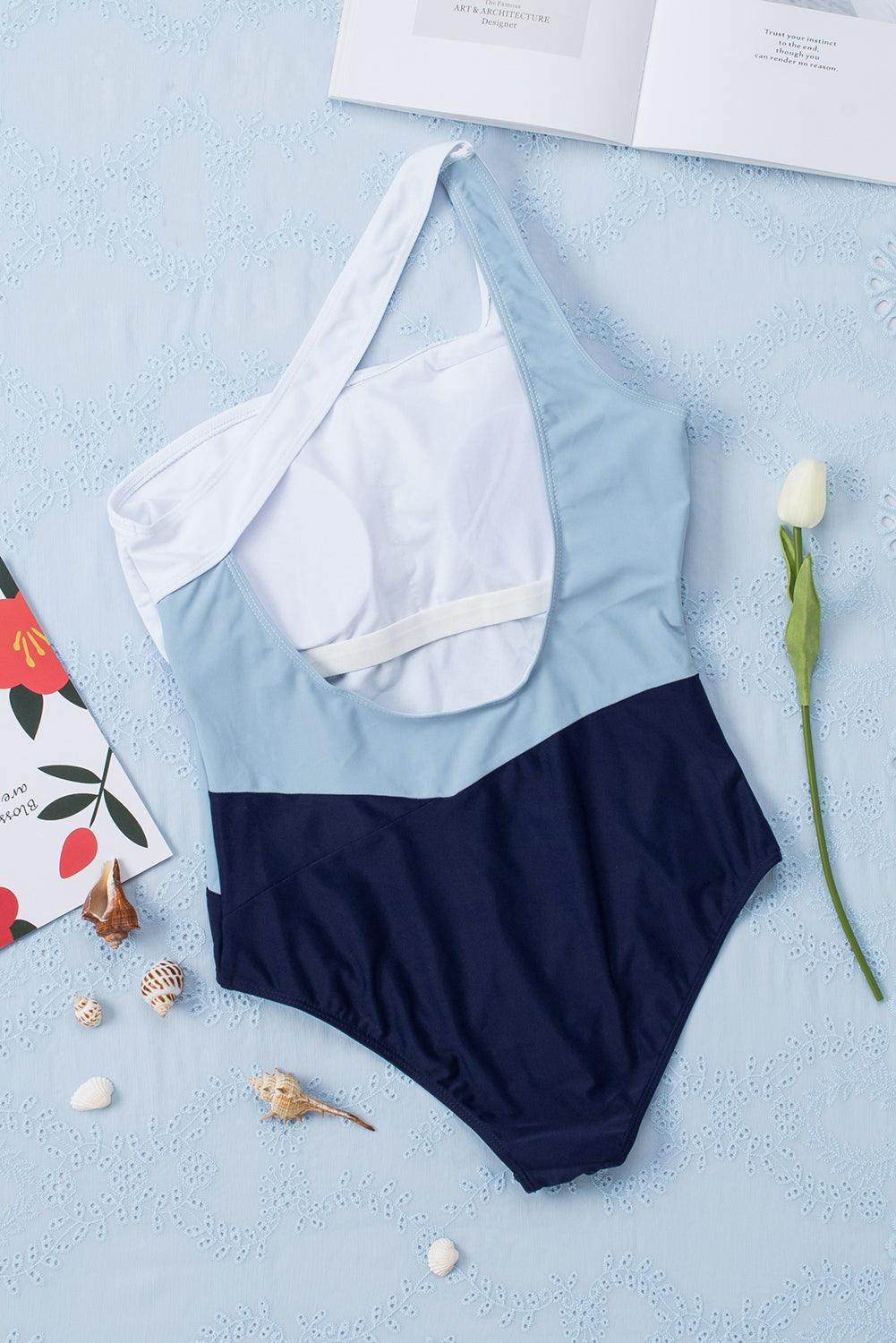 Full Size Cutout Color Block Sleeveless One-Piece Swimwear - StyleLure