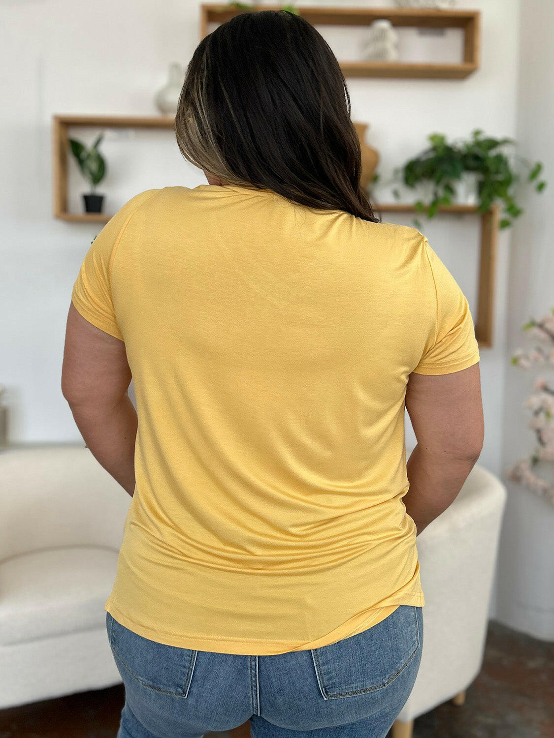 Basic Bae Bamboo Full Size V-Neck High-Low T-Shirt - StyleLure