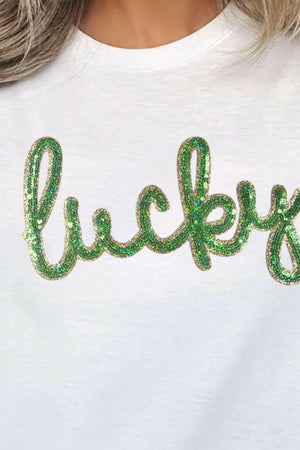 Sequined Lucky St.Patricks Day T-Shirt - StyleLure