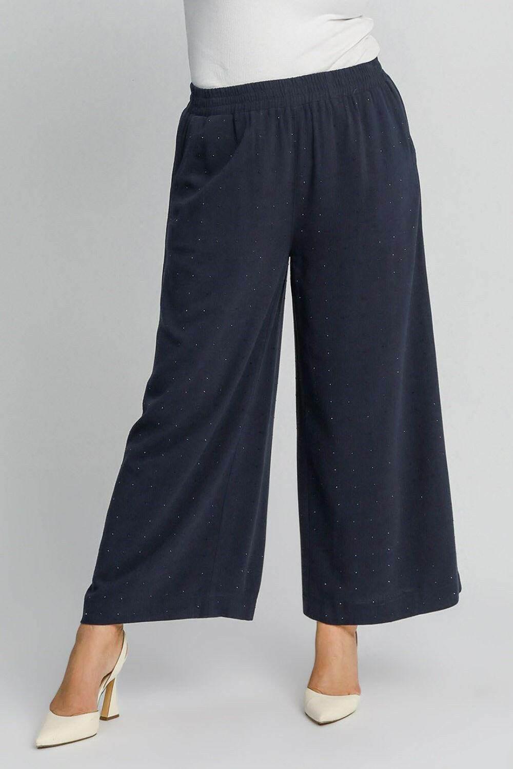 Umgee Full Size High Waisted Embellished Linen Pants Plus Size - StyleLure
