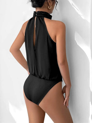 3D Flower Grecian Neck Bodysuit - StyleLure