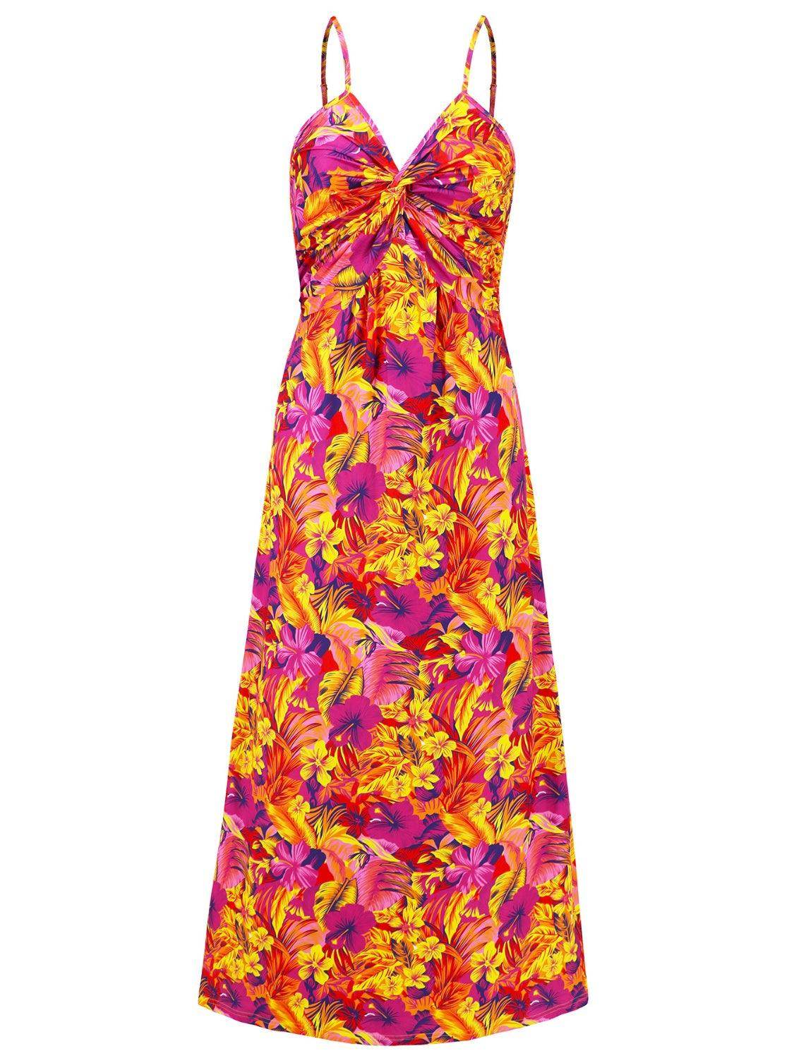 Twisted Printed V-Neck Cami Dress - StyleLure