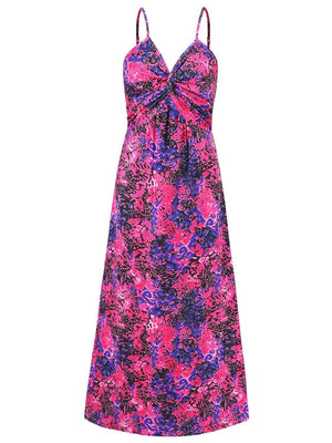 Twisted Printed V-Neck Cami Dress - StyleLure