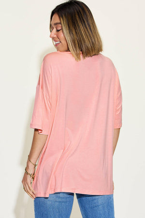 Basic Bae Full Size Bamboo V-Neck Drop Shoulder T-Shirt - StyleLure
