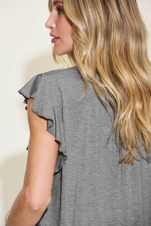 Basic Bae Full Size Bamboo Notched Ruffled Short Sleeve T-Shirt - StyleLure
