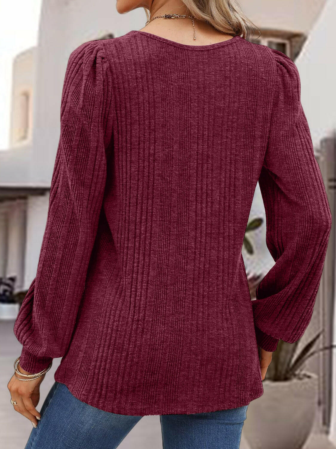 Square Neck Long Sleeve Top - StyleLure