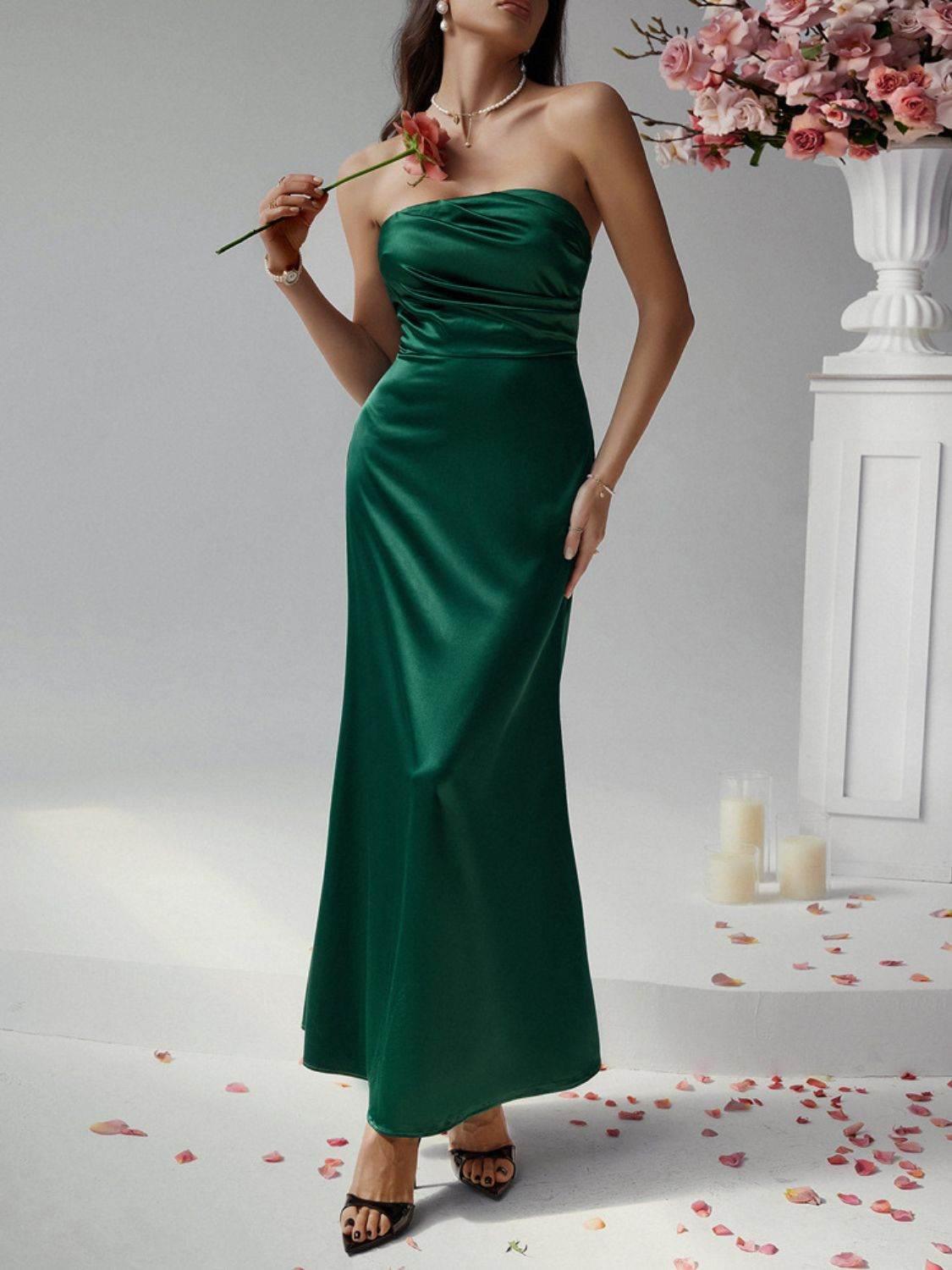 Devine Ruched Tube Maxi Dress - StyleLure