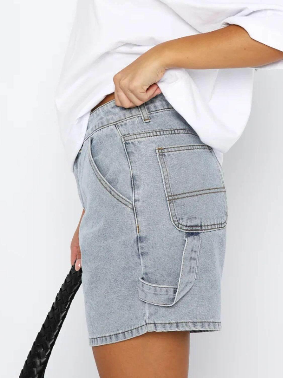 Washed High Rise Denim Shorts - StyleLure