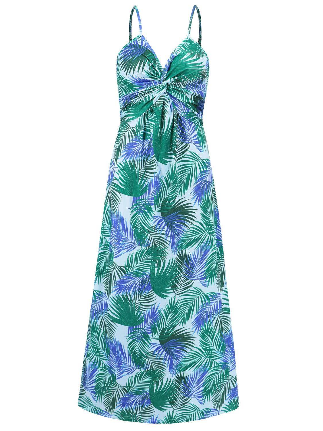 Twisted Printed V-Neck Cami Dress - StyleLure
