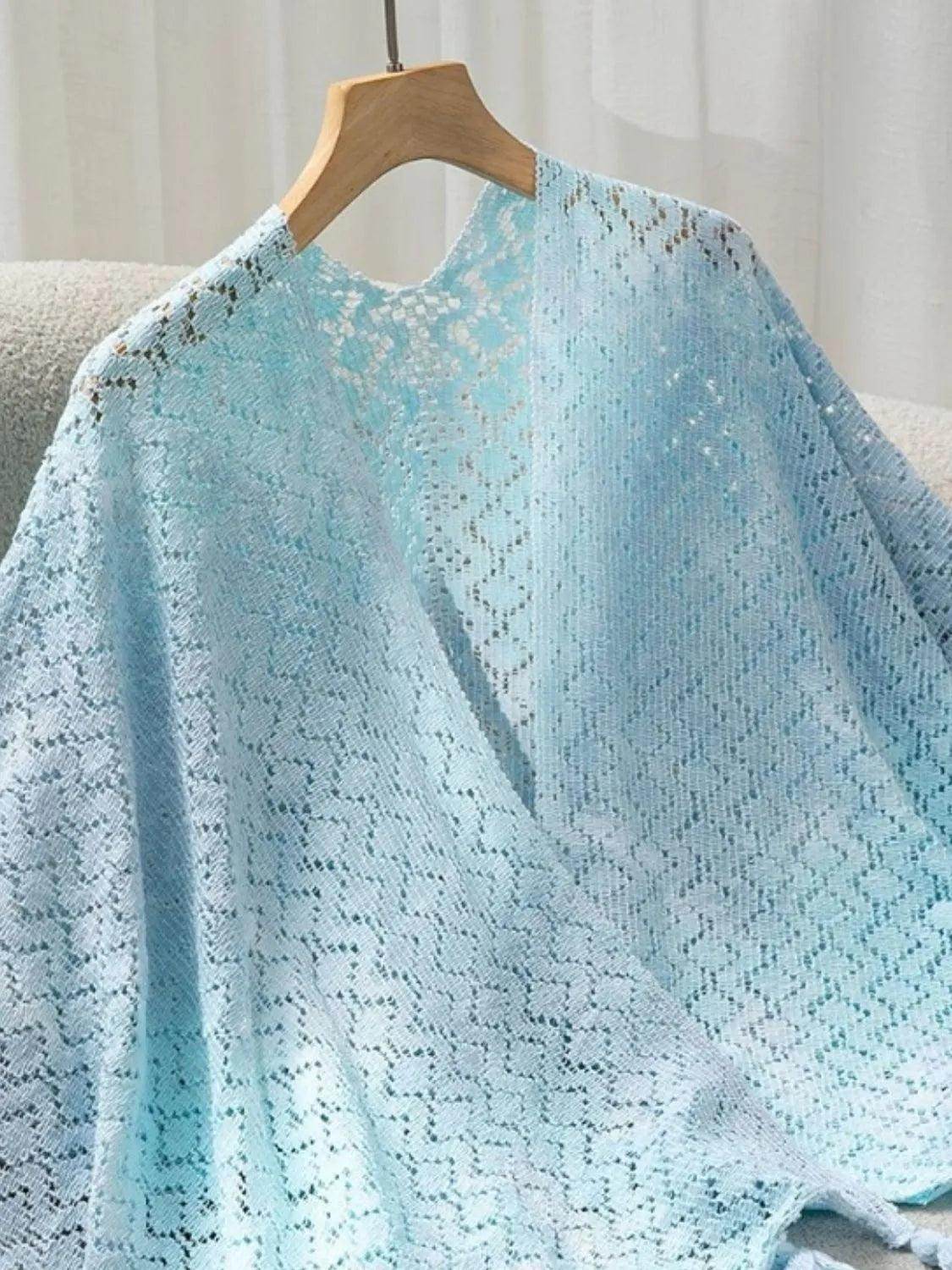 Openwork Tassel Gradient Knit Cover Up - StyleLure